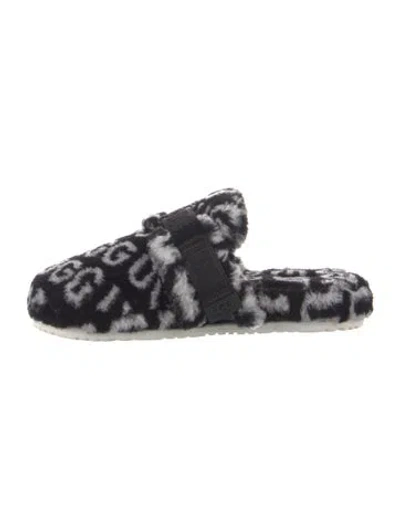 Pre-owned Ugg Faux Fur Graphic Print Slides In Multicolor
