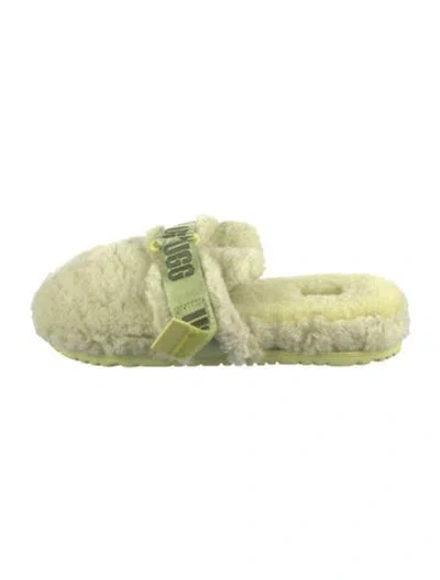 Pre-owned Ugg Faux Fur Graphic Print Slippers In Yellow