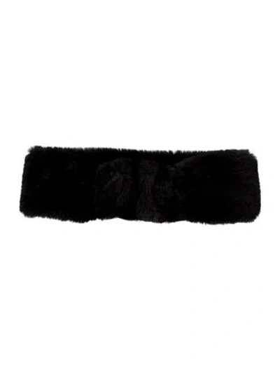 Pre-owned Ugg Faux Fur Headband In Black