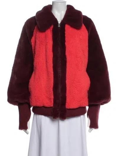 Pre-owned Ugg Faux Fur Jacket In Burgundy/red