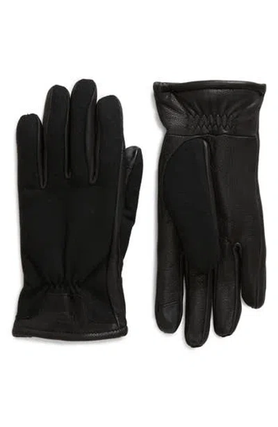 Ugg ® Faux Fur Lined Leather Gloves In Black