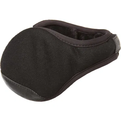 Ugg ® Faux Fur Lined Wool Blend & Leather Earmuffs In Black