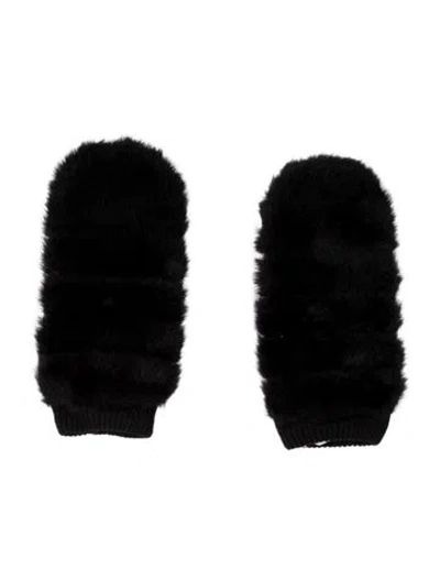 Pre-owned Ugg Faux Fur Mittens In Black