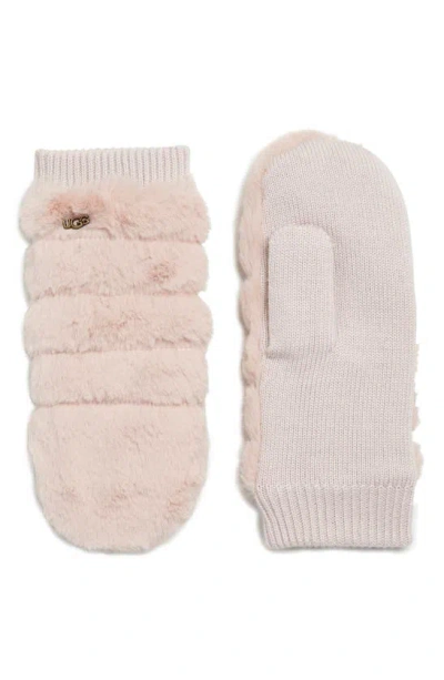 Ugg Faux Fur Mittens In Pink Crystal/pink Crystal