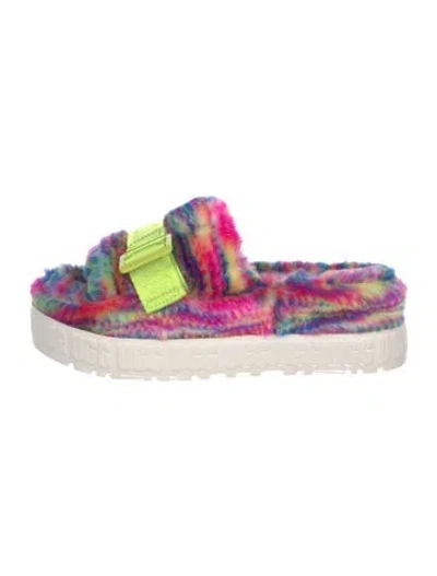 Pre-owned Ugg Faux Fur Printed Espadrilles In Multi