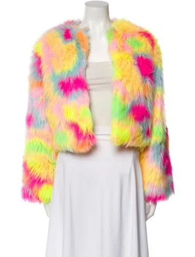 Pre-owned Ugg Faux Fur Printed Faux Fur Jacket In Yellow