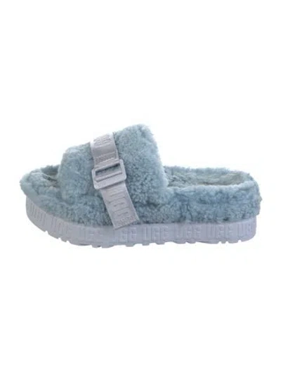 Pre-owned Ugg Faux Fur Slides In Blue