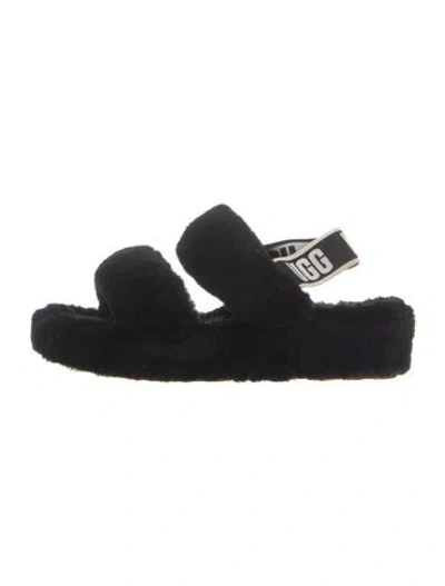 Pre-owned Ugg Faux Fur Slides In Blue