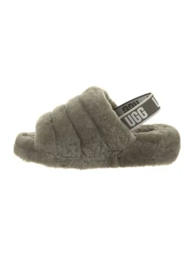 Pre-owned Ugg Faux Fur Slides In Grey