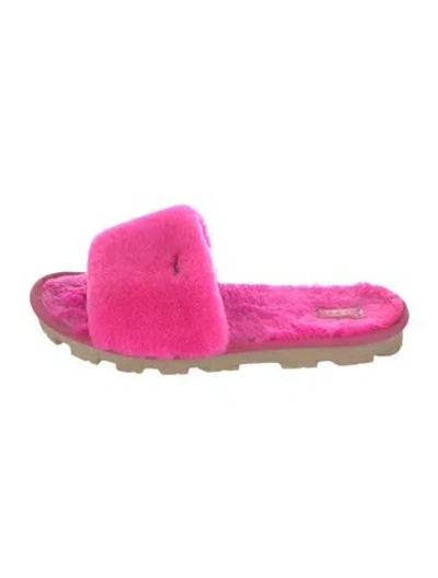 Pre-owned Ugg Faux Fur Slides In Pink