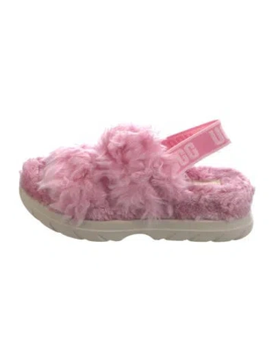Pre-owned Ugg Faux Fur Slides In Pink