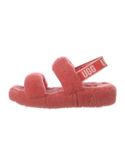 Pre-owned Ugg Faux Fur Slides In Pink