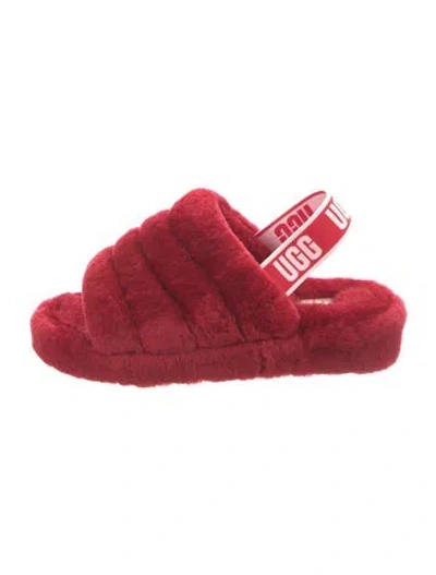 Pre-owned Ugg Faux Fur Slides In Red