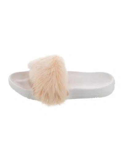 Pre-owned Ugg Faux Fur Slides In White