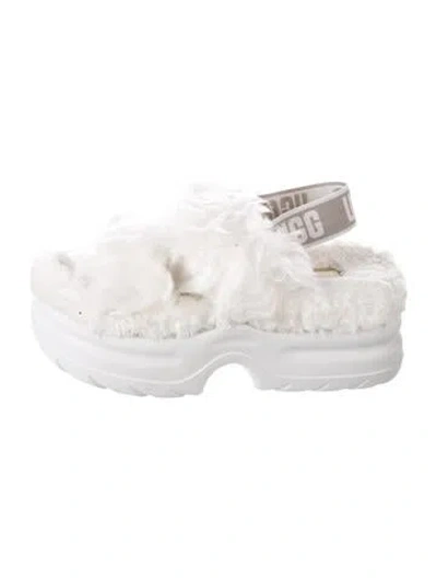 Pre-owned Ugg Faux Fur Slides In White