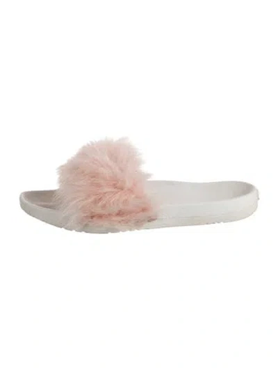 Pre-owned Ugg Faux Fur Slides In White