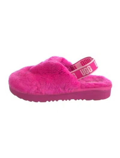 Pre-owned Ugg Faux Fur Slingback Flats In Pink