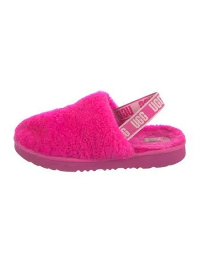 Pre-owned Ugg Faux Fur Slingback Flats In Purple