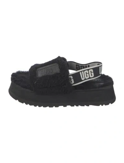 Pre-owned Ugg Faux Fur Slingback Sandals In Blue
