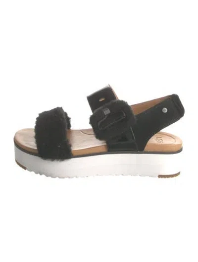 Pre-owned Ugg Faux Fur Slingback Sandals In Multi