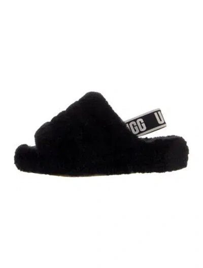 Pre-owned Ugg Faux Fur Slingback Sandals In Multi