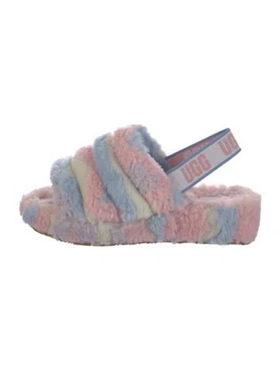 Pre-owned Ugg Faux Fur Slingback Sandals In Pink