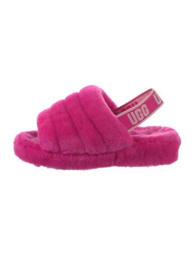 Pre-owned Ugg Faux Fur Slingback Sandals In Pink