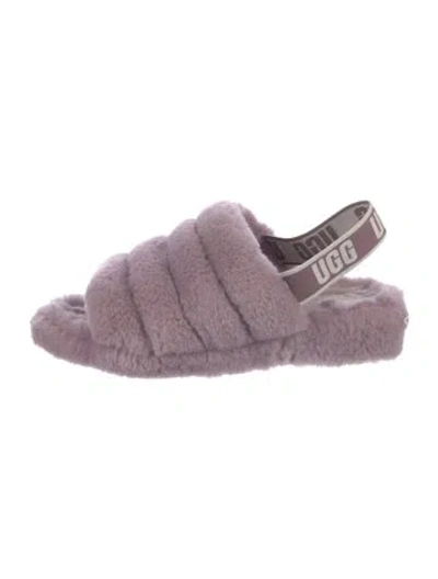 Pre-owned Ugg Faux Fur Slingback Sandals In Purple