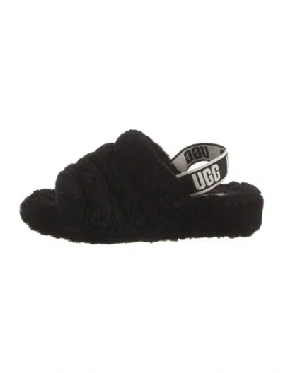 Pre-owned Ugg Faux Fur Slippers In Black