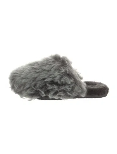 Pre-owned Ugg Faux Fur Slippers In Silver