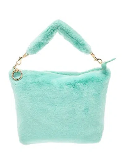 Pre-owned Ugg Faux Fur Top Handle Bag In Blue