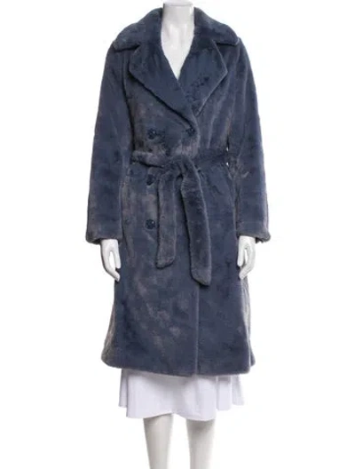 Pre-owned Ugg Faux Fur Trench Coat In Blue