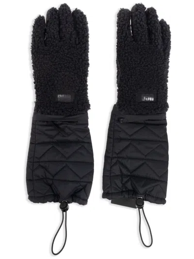 Ugg Faux-fur Trim Gloves In Black