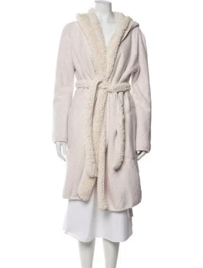 Pre-owned Ugg Faux Fur Trim Robe In Neutrals