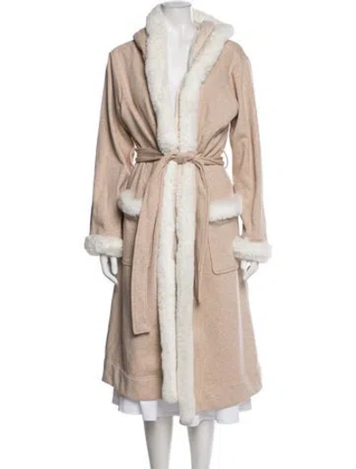Pre-owned Ugg Faux Fur Trim Robe W/ Tags In Neutral