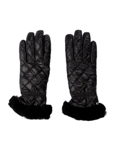 Pre-owned Ugg Faux Fur Trim Winter Gloves W/tags In Black