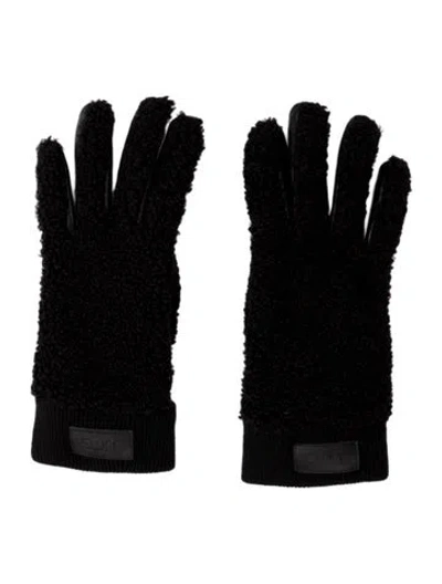 Pre-owned Ugg Faux Fur Winter Gloves W/tags In Black