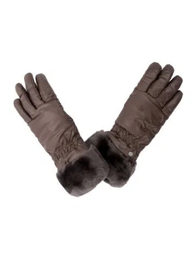 Pre-owned Ugg Faux Fur Winter Gloves W/tags In Brown/grey