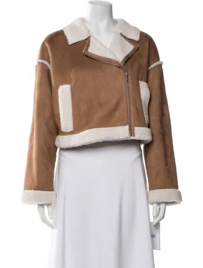 Pre-owned Ugg Faux Shearling Biker Jacket W/ Tags In Brown