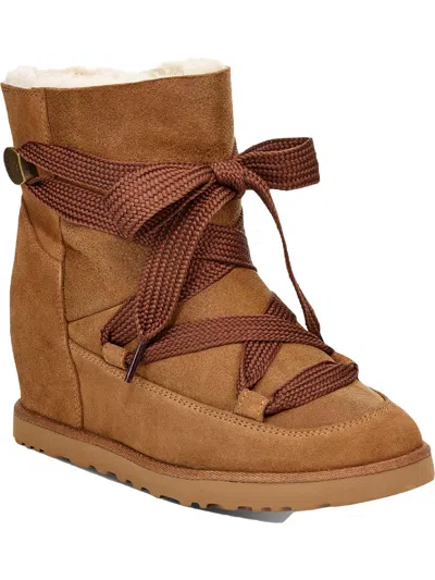 UGG FEMME WOMENS SUEDE WEDGE WINTER BOOTS 
