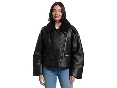 Ugg Finnian Luxefluff Moto Jacket In Black