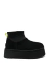 Ugg Black Classic Mini Dipper Ankle Boots With Fabric Insert In Suede Woman In Black