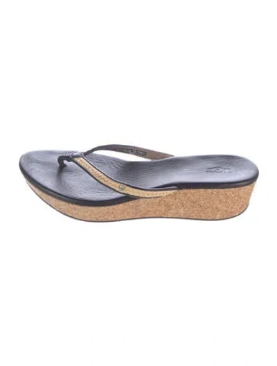 Pre-owned Ugg Flip Flops In Blue