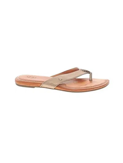 Pre-owned Ugg Flip Flops In Tan