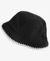 Ugg Fluff & Satin Reversible Scalloped Edge Bucket Hat In Black