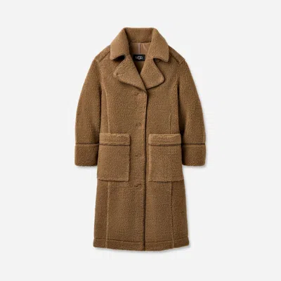 Ugg ®fluff Coat Polyester In Live Oak In Brown