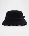 Ugg Fluff Faux-fur Scalloped Bucket Hat In Black