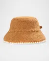 Ugg Fluff Faux-fur Scalloped Bucket Hat In Chestnut