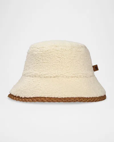 Ugg Fluff Faux-fur Scalloped Bucket Hat In Nimbus