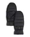 Ugg Womens Fluff Borg-trim Padded Ripstop Mittens Black In Black